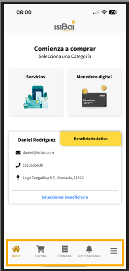 Menú de la Aplicación